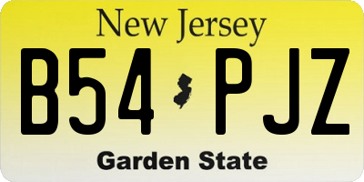 NJ license plate B54PJZ