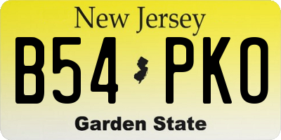 NJ license plate B54PKO