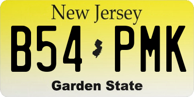 NJ license plate B54PMK