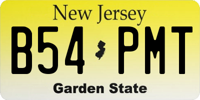 NJ license plate B54PMT