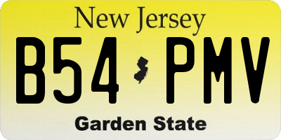 NJ license plate B54PMV