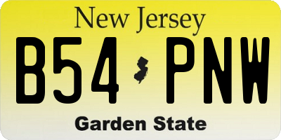 NJ license plate B54PNW
