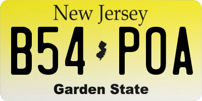 NJ license plate B54POA