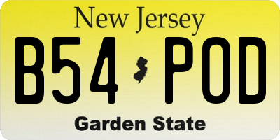 NJ license plate B54POD