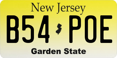 NJ license plate B54POE