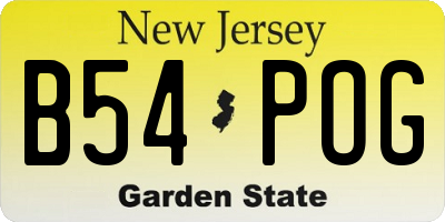 NJ license plate B54POG