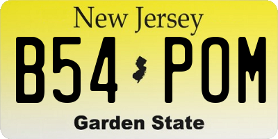 NJ license plate B54POM