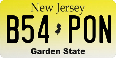 NJ license plate B54PON
