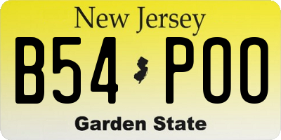 NJ license plate B54POO