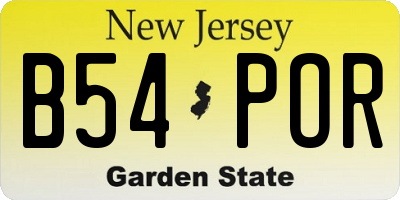 NJ license plate B54POR