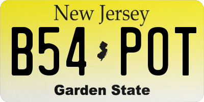 NJ license plate B54POT
