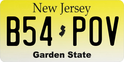 NJ license plate B54POV