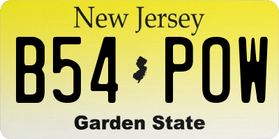 NJ license plate B54POW