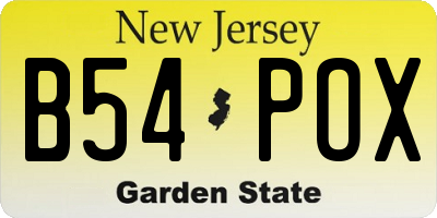 NJ license plate B54POX