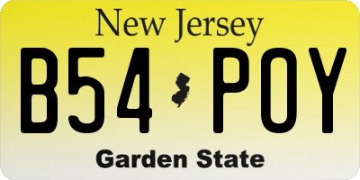 NJ license plate B54POY