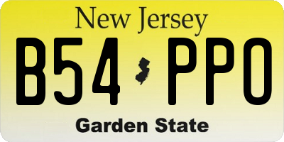 NJ license plate B54PPO