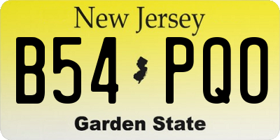 NJ license plate B54PQO