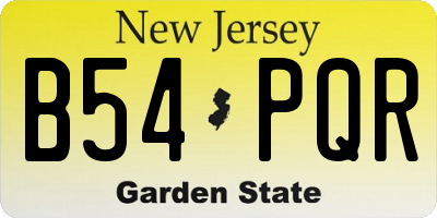 NJ license plate B54PQR