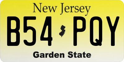 NJ license plate B54PQY