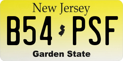 NJ license plate B54PSF