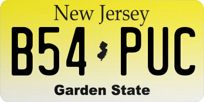 NJ license plate B54PUC