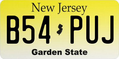 NJ license plate B54PUJ