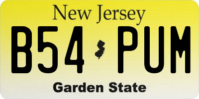 NJ license plate B54PUM