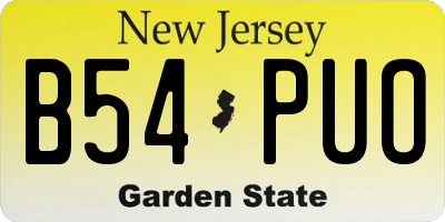 NJ license plate B54PUO