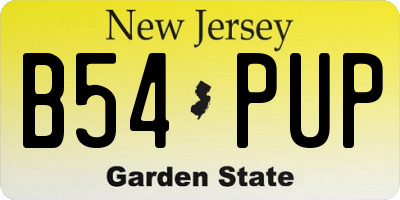 NJ license plate B54PUP