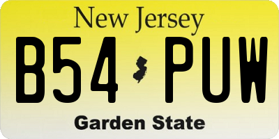 NJ license plate B54PUW