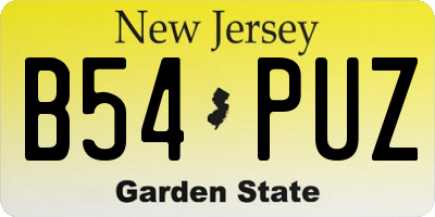 NJ license plate B54PUZ