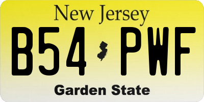 NJ license plate B54PWF