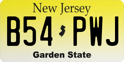 NJ license plate B54PWJ