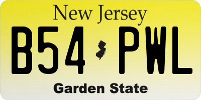 NJ license plate B54PWL
