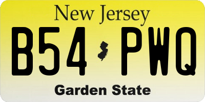 NJ license plate B54PWQ