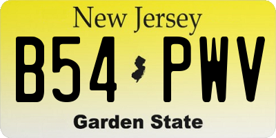 NJ license plate B54PWV