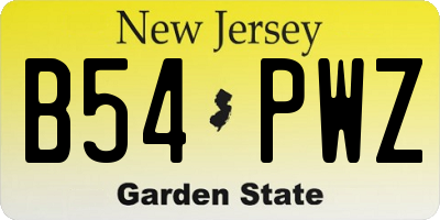 NJ license plate B54PWZ