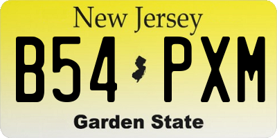 NJ license plate B54PXM
