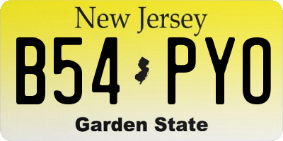 NJ license plate B54PYO