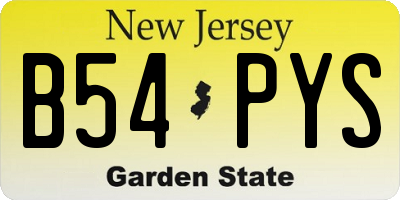 NJ license plate B54PYS