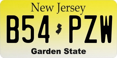 NJ license plate B54PZW