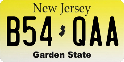 NJ license plate B54QAA