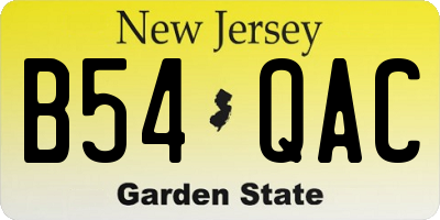 NJ license plate B54QAC