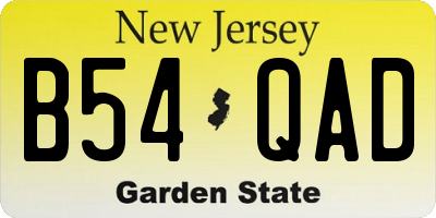 NJ license plate B54QAD