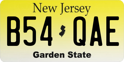 NJ license plate B54QAE