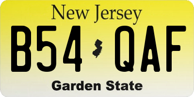 NJ license plate B54QAF