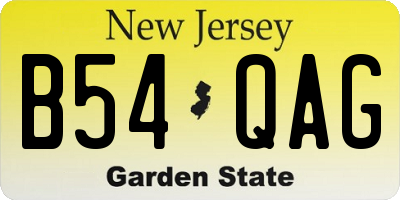 NJ license plate B54QAG