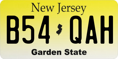 NJ license plate B54QAH