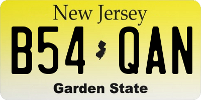 NJ license plate B54QAN