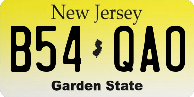 NJ license plate B54QAO
